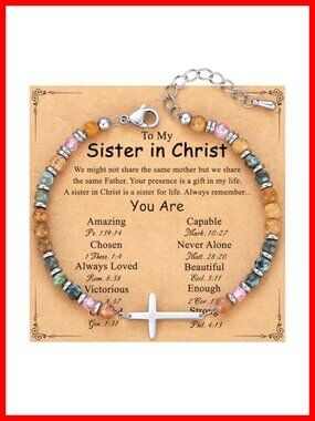 Stainless Steel Cross Link Bracelet 7.4 Inch Christian Gift